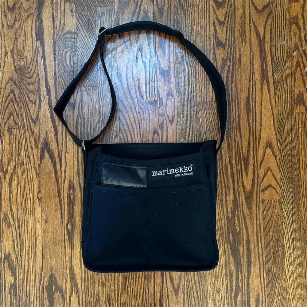 Marimekko Black Canvas Crossbody Messenger Bag
